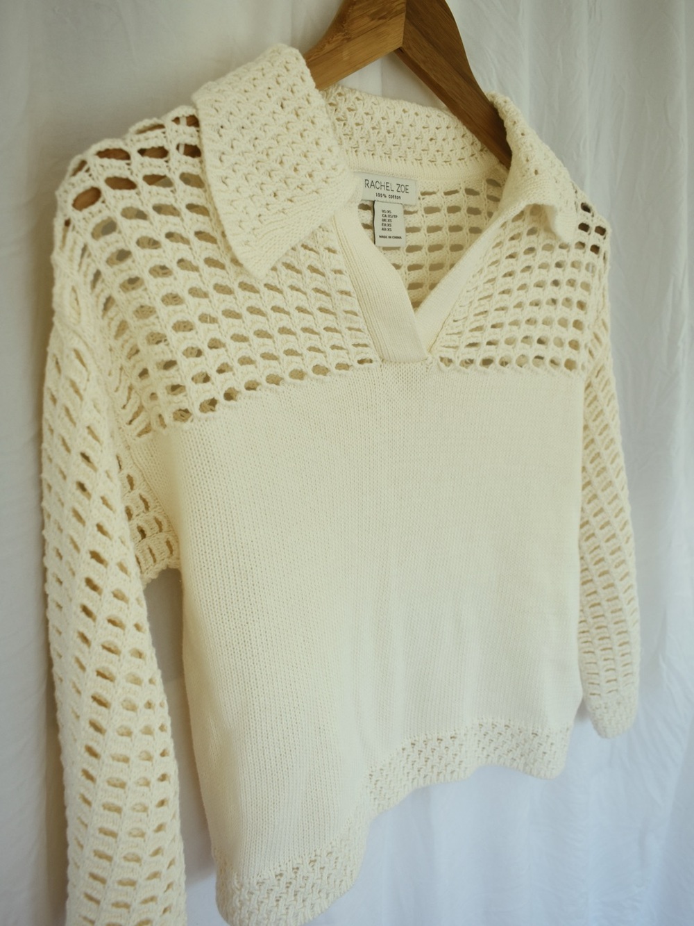 Collared Crochet V-Neck Sweater - NWT